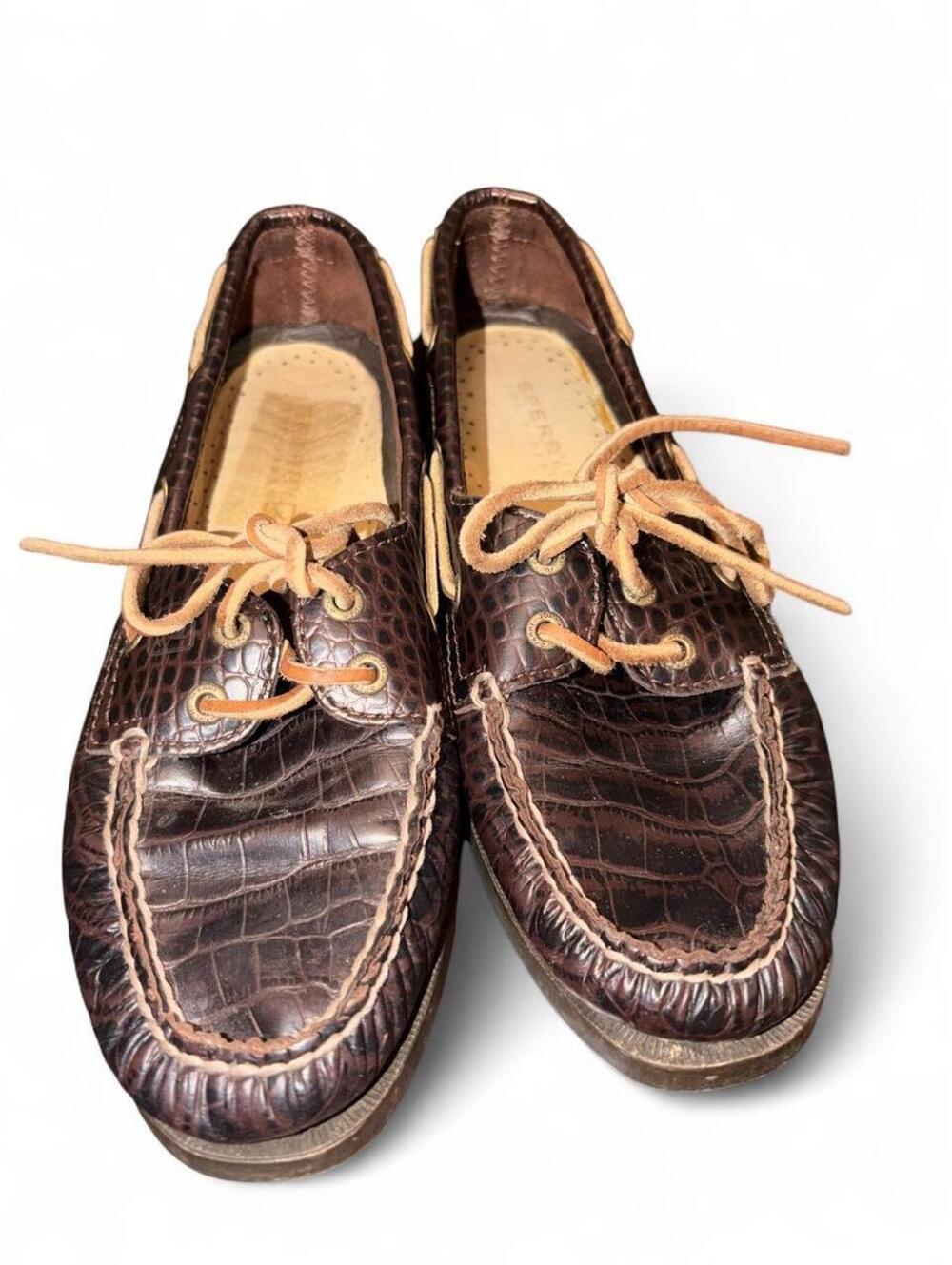 Sperry TopSider Women's Authentic Original 2Eye Croc Embossed Leather Boat Shoes